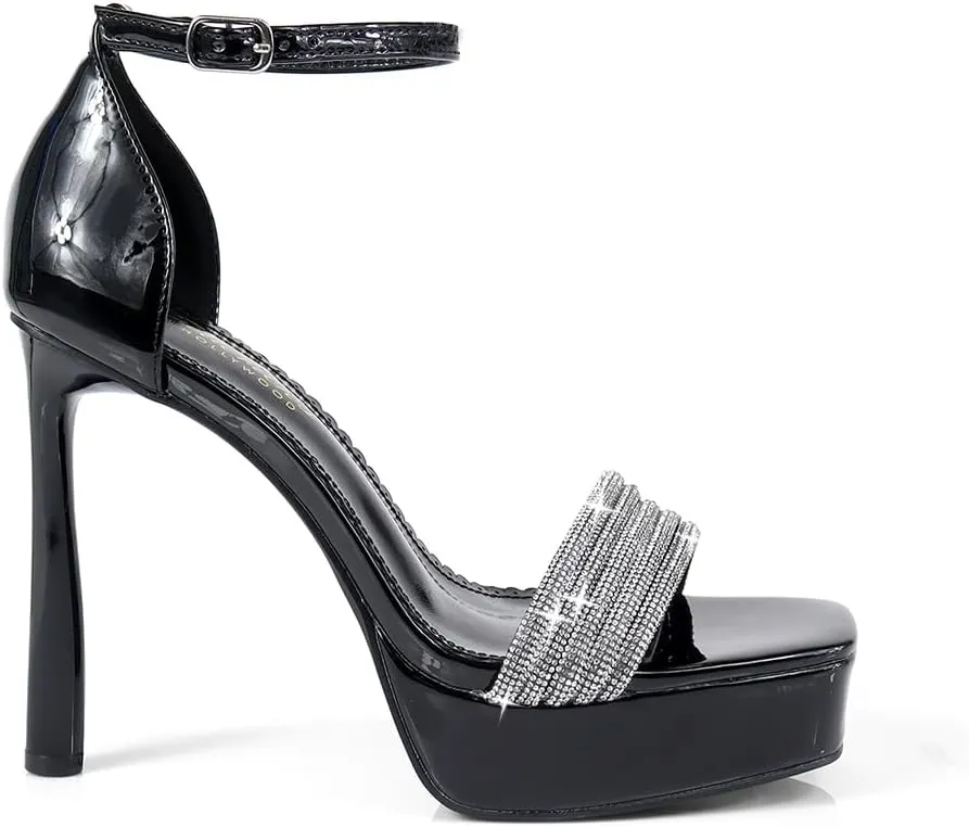 FREDERICK'S OF HOLLYWOOD RHINESTONE STRAP WITH PLATFORM HEEL, FOH-DENISE