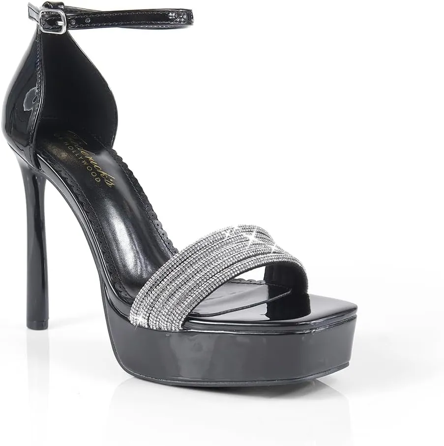 FREDERICK'S OF HOLLYWOOD RHINESTONE STRAP WITH PLATFORM HEEL, FOH-DENISE