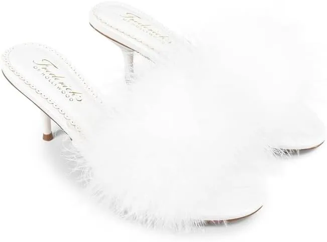 FREDERICK'S OF HOLLYWOOD Women's Ostrich Feather Kitten Heel, FOH-LUXOR