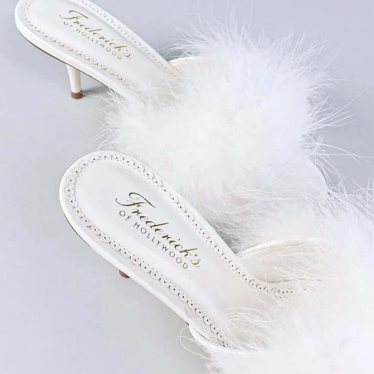 FREDERICK'S OF HOLLYWOOD Women's Ostrich Feather Kitten Heel, FOH-LUXOR