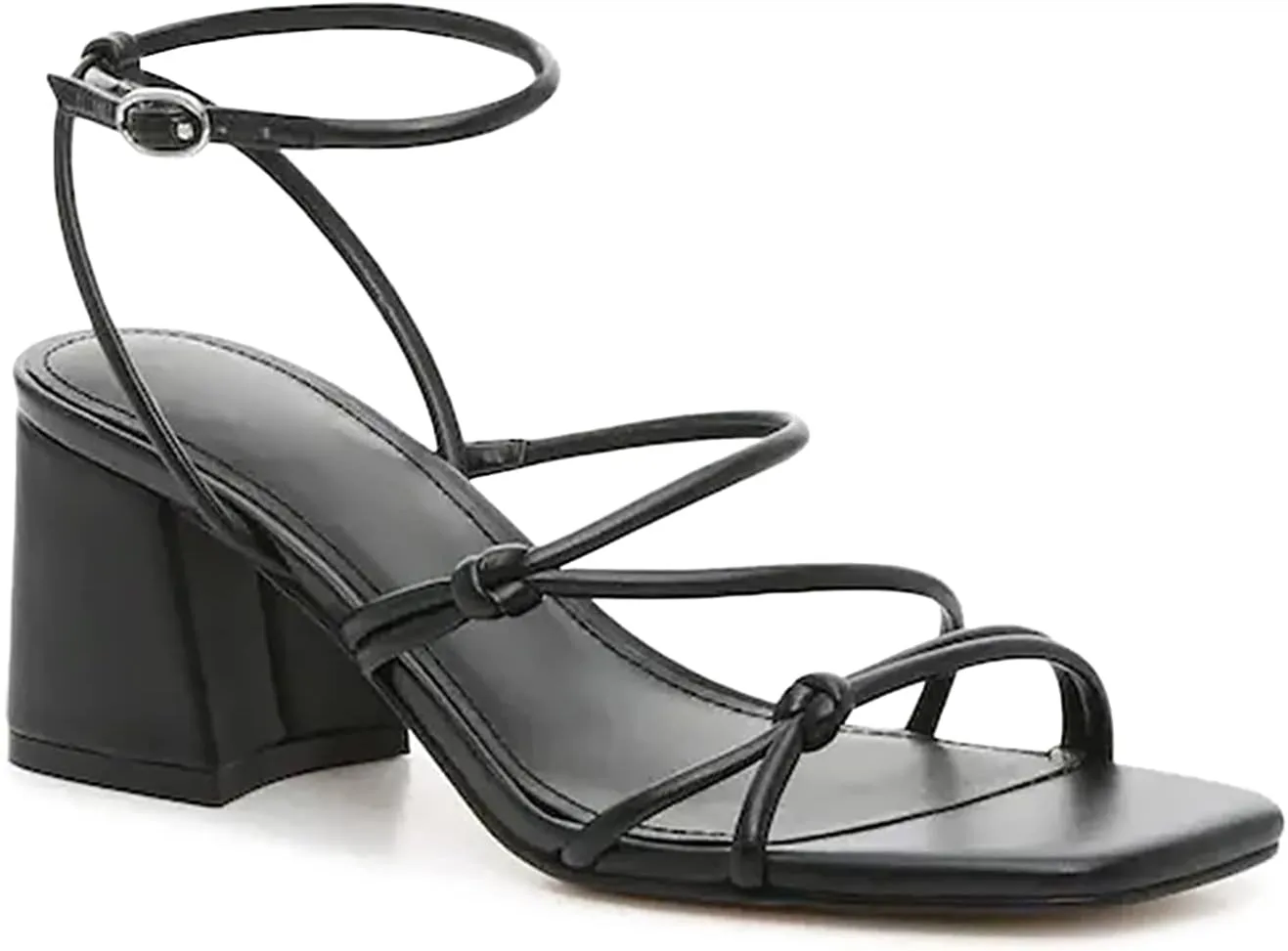 Fttpdeaus Women's Chunky Heel Sandals Strappy Square Open Toe Slingback Comfortable Ankle Strap Backless Dressy Summer Heels