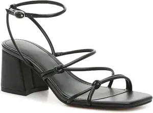 Fttpdeaus Women's Chunky Heel Sandals Strappy Square Open Toe Slingback Comfortable Ankle Strap Backless Dressy Summer Heels