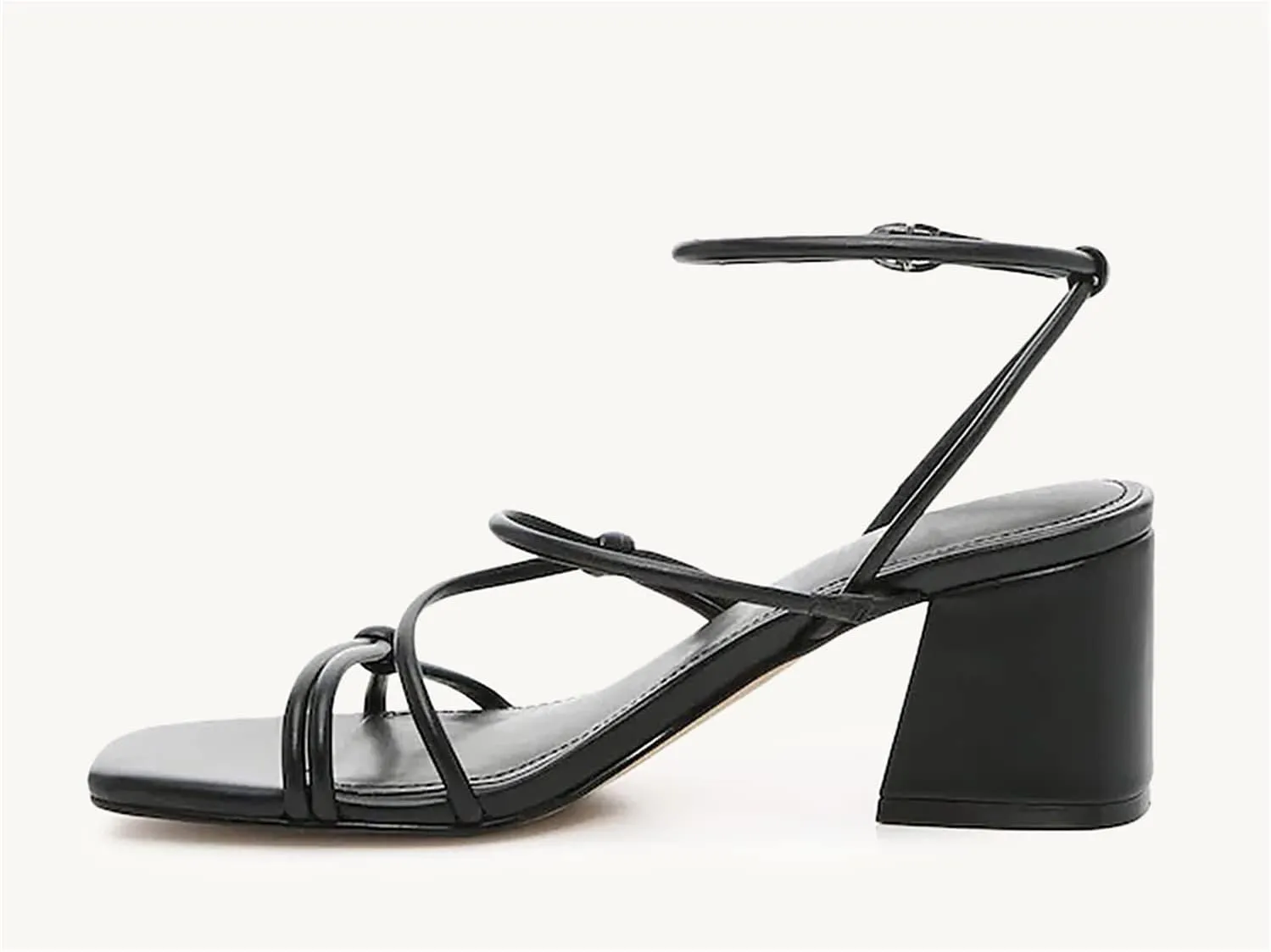Fttpdeaus Women's Chunky Heel Sandals Strappy Square Open Toe Slingback Comfortable Ankle Strap Backless Dressy Summer Heels