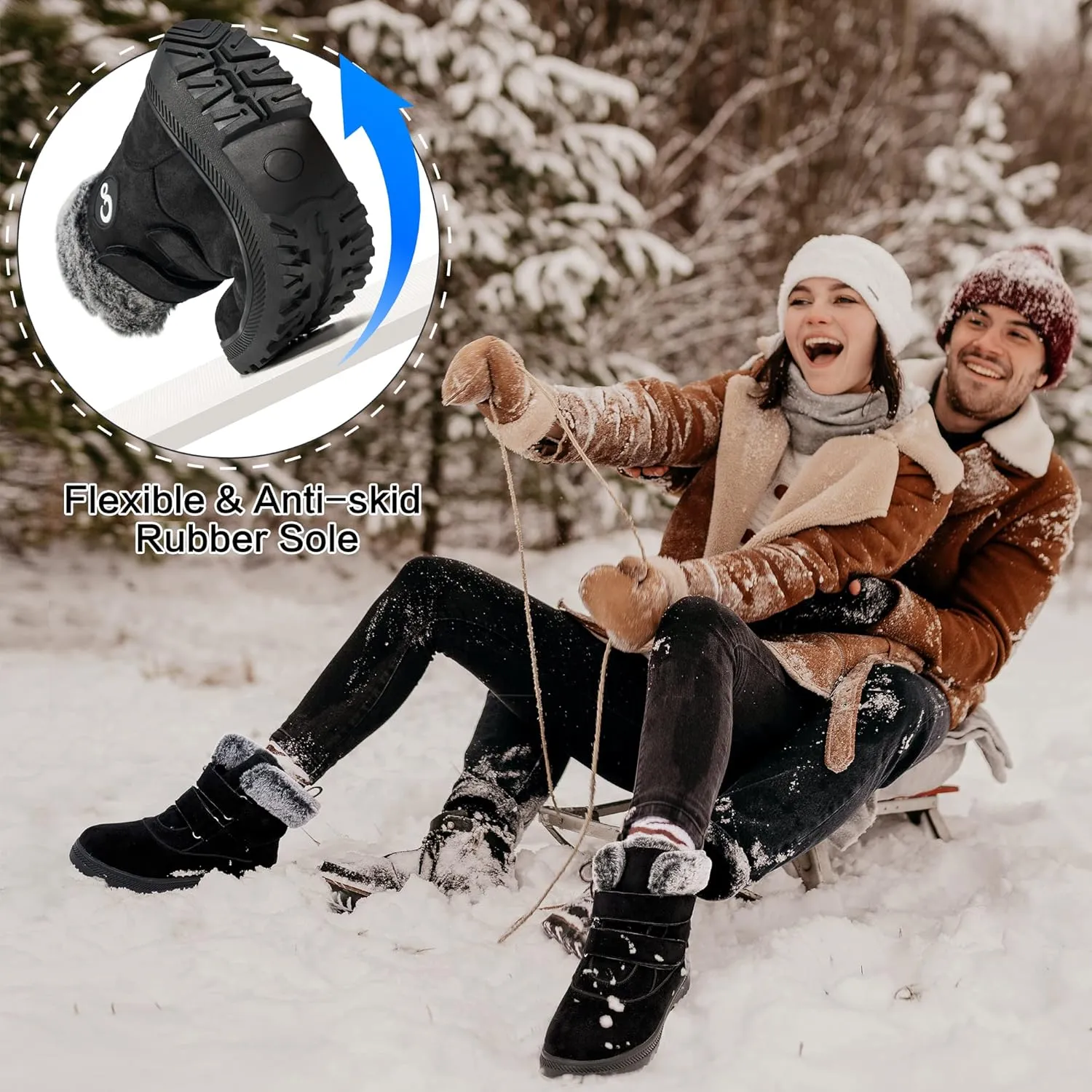 FUDYNMALC Women Winter Snow Boots: Warm Fur Lined Womens Ankle Booties - Comfortable Walking Outdoor Boot Cute
