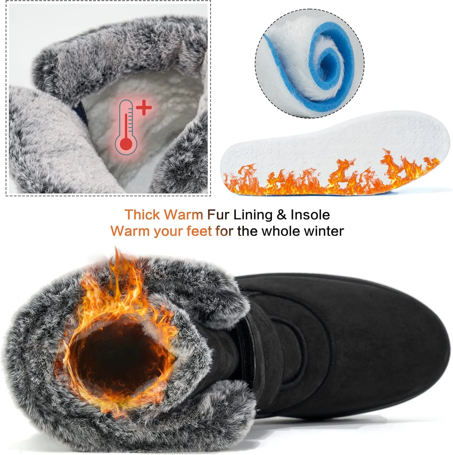 FUDYNMALC Women Winter Snow Boots: Warm Fur Lined Womens Ankle Booties - Comfortable Walking Outdoor Boot Cute