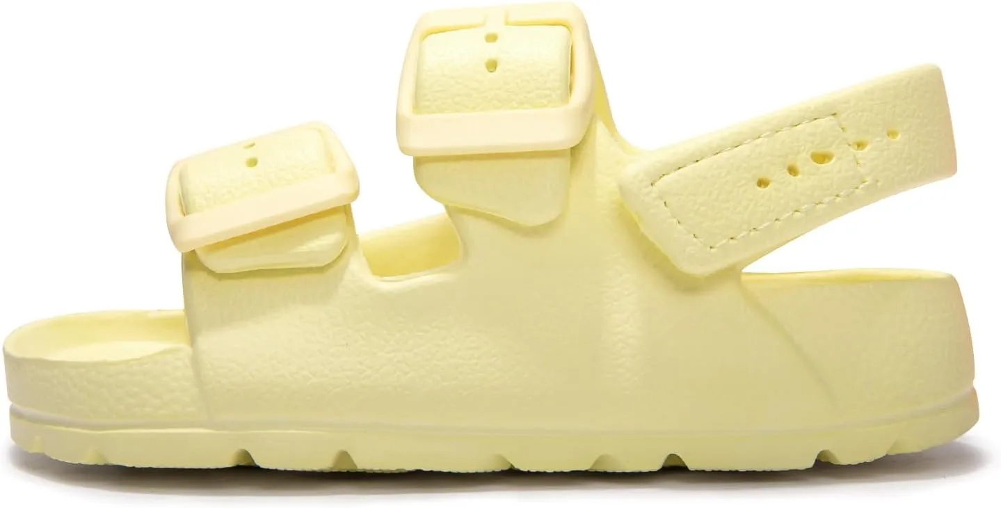 FUNKYMONKEY Unisex-Child Slides Double Buckle Adjustable EVA Flat Sandals for Boys Girls