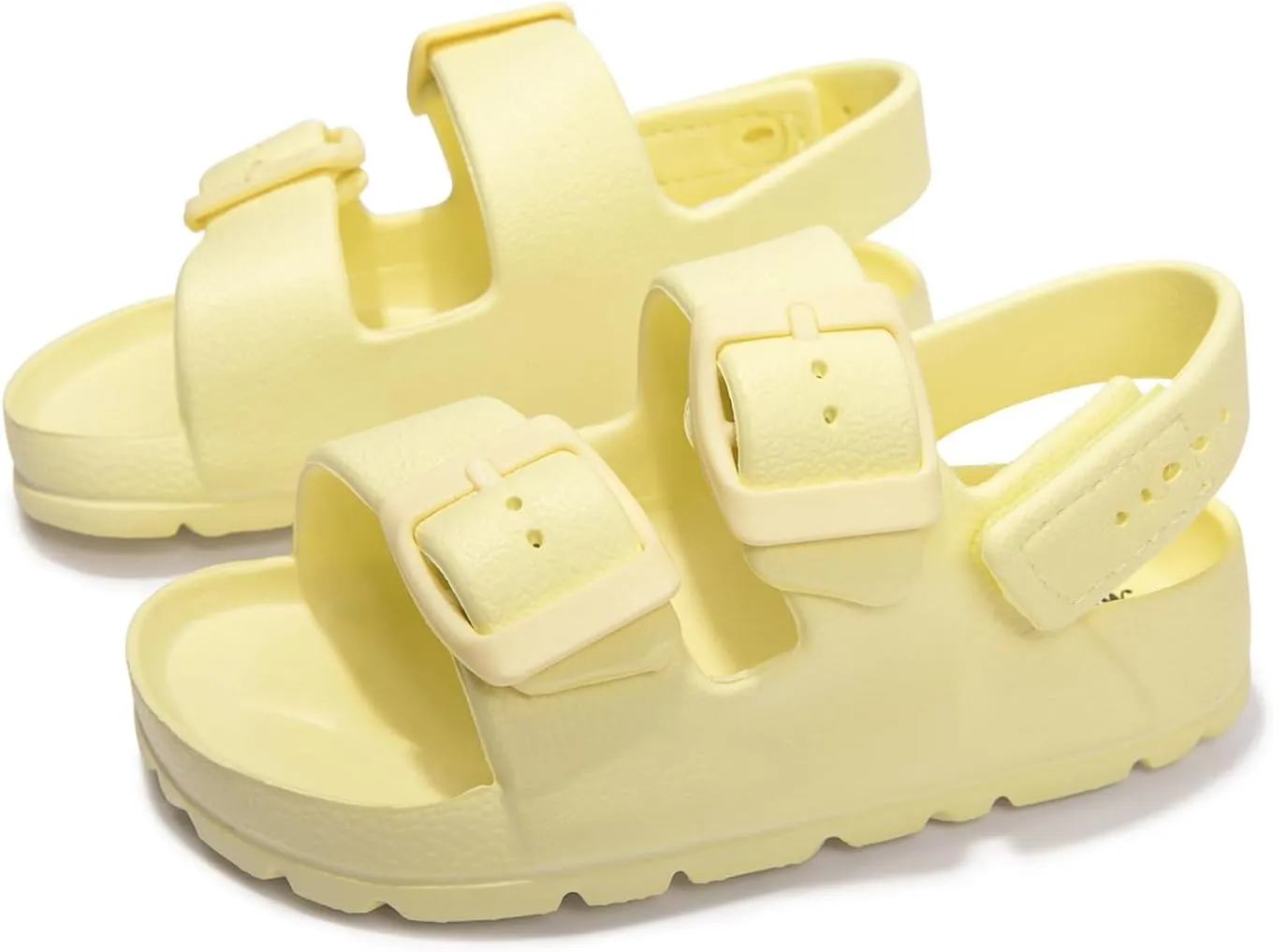 FUNKYMONKEY Unisex-Child Slides Double Buckle Adjustable EVA Flat Sandals for Boys Girls