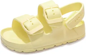 FUNKYMONKEY Unisex-Child Slides Double Buckle Adjustable EVA Flat Sandals for Boys Girls