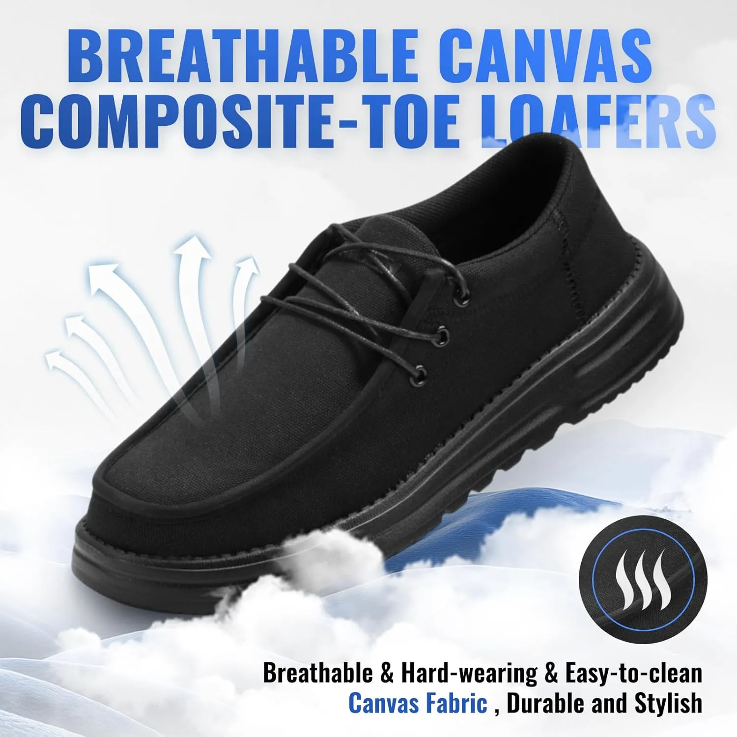 Furuian Steel Toe Shoes for Men Low-top Safety Work Shoes for Men Lightweight Steel Toe Sneakers Comfortable Canvas Work Loafers Zapatos De Trabajo para Hombres