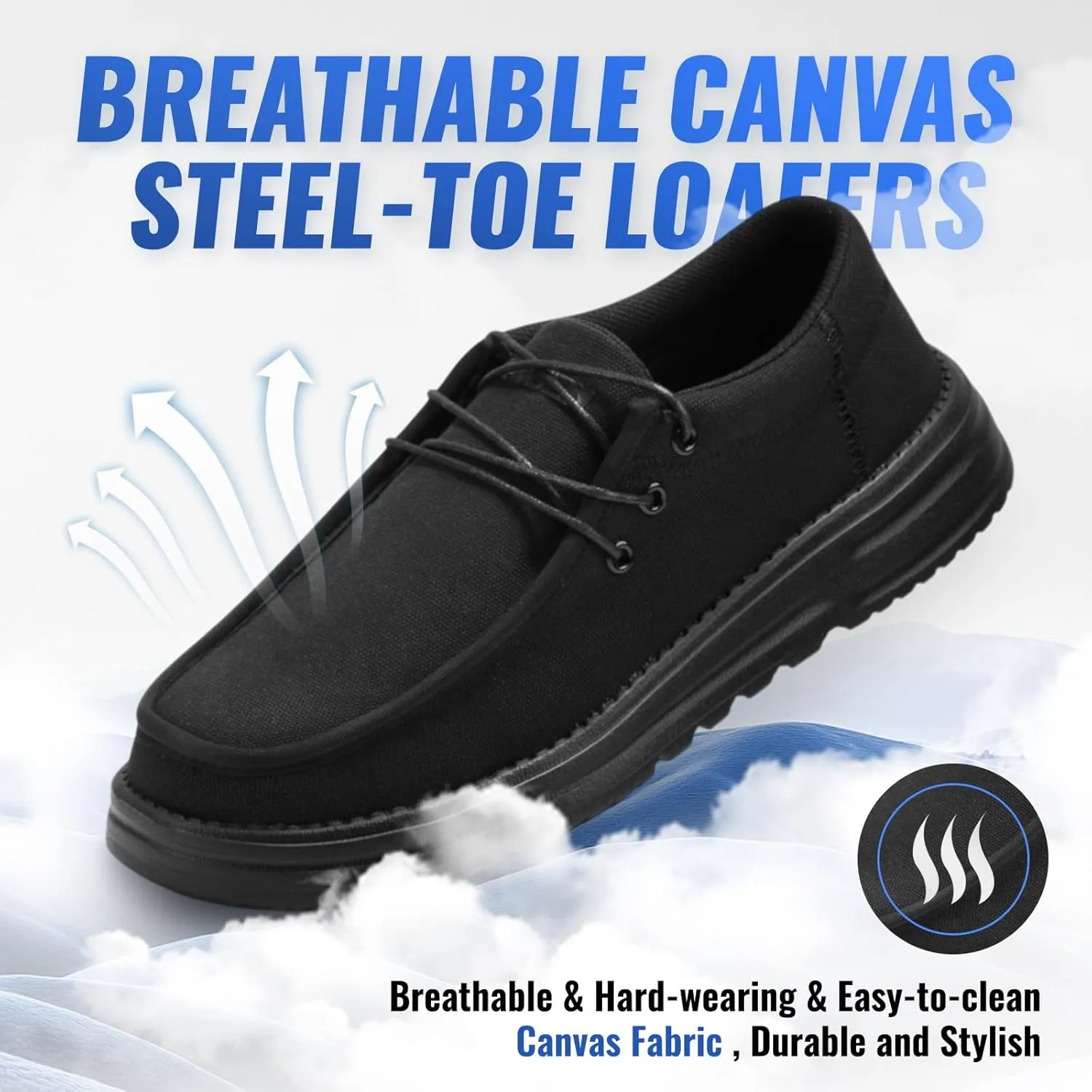 Furuian Steel Toe Shoes for Men Low-top Safety Work Shoes for Men Lightweight Steel Toe Sneakers Comfortable Canvas Work Loafers Zapatos De Trabajo para Hombres