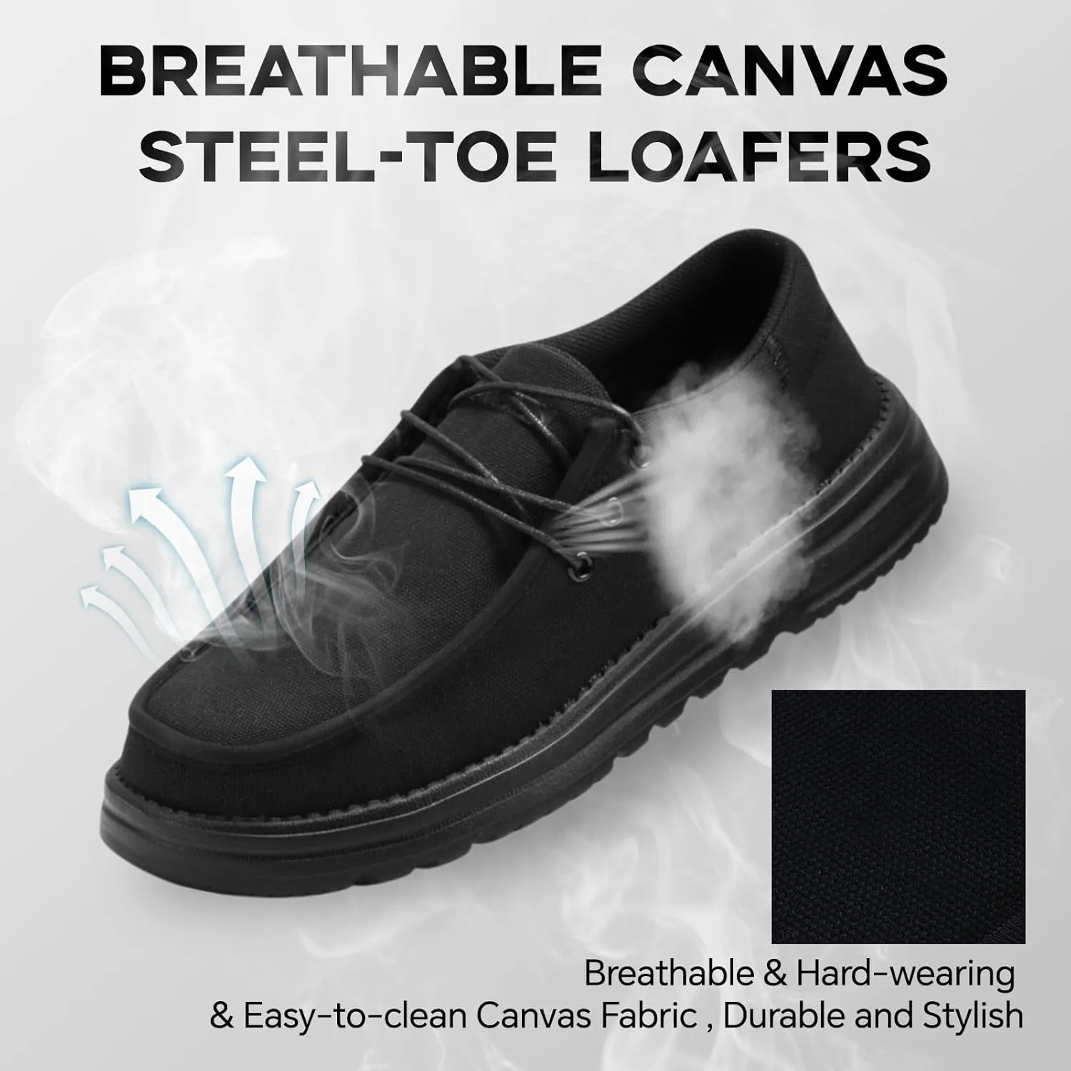Furuian Steel Toe Shoes for Men Low-top Safety Work Shoes for Men Lightweight Steel Toe Sneakers Comfortable Canvas Work Loafers Zapatos De Trabajo para Hombres