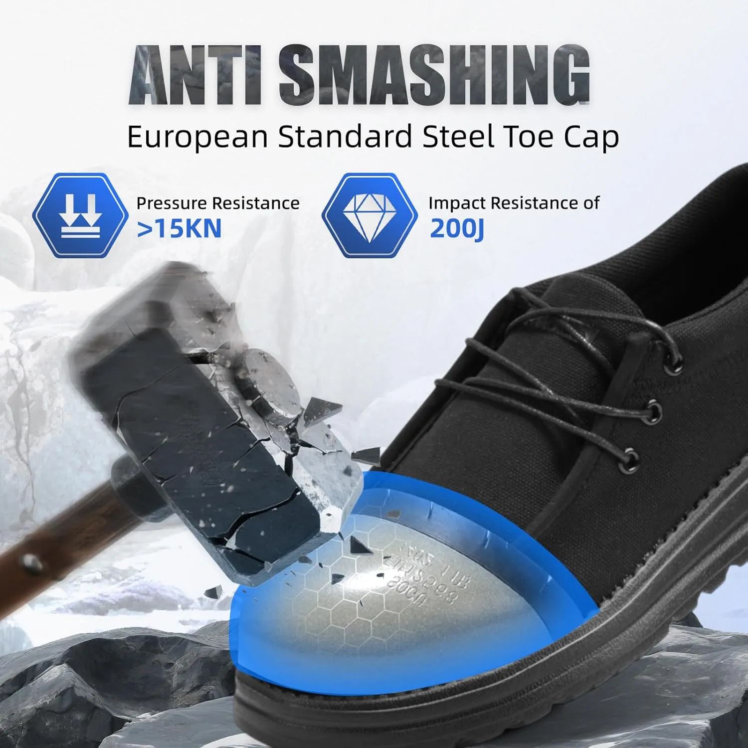 Furuian Steel Toe Shoes for Men Low-top Safety Work Shoes for Men Lightweight Steel Toe Sneakers Comfortable Canvas Work Loafers Zapatos De Trabajo para Hombres