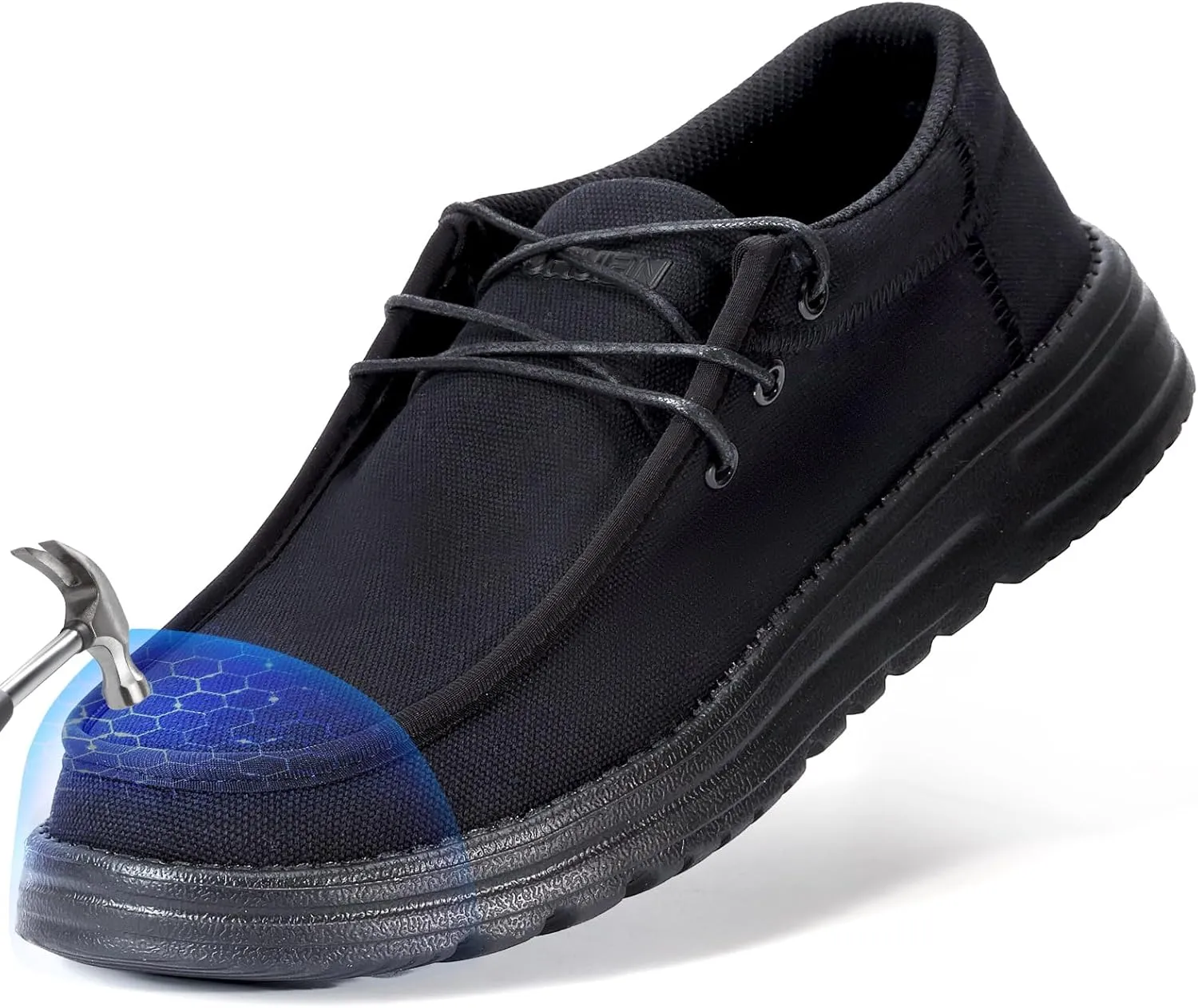 Furuian Steel Toe Shoes for Men Low-top Safety Work Shoes for Men Lightweight Steel Toe Sneakers Comfortable Canvas Work Loafers Zapatos De Trabajo para Hombres