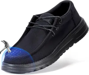 Furuian Steel Toe Shoes for Men Low-top Safety Work Shoes for Men Lightweight Steel Toe Sneakers Comfortable Canvas Work Loafers Zapatos De Trabajo para Hombres