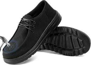 Furuian Steel Toe Shoes for Men Low-top Safety Work Shoes for Men Lightweight Steel Toe Sneakers Comfortable Canvas Work Loafers Zapatos De Trabajo para Hombres
