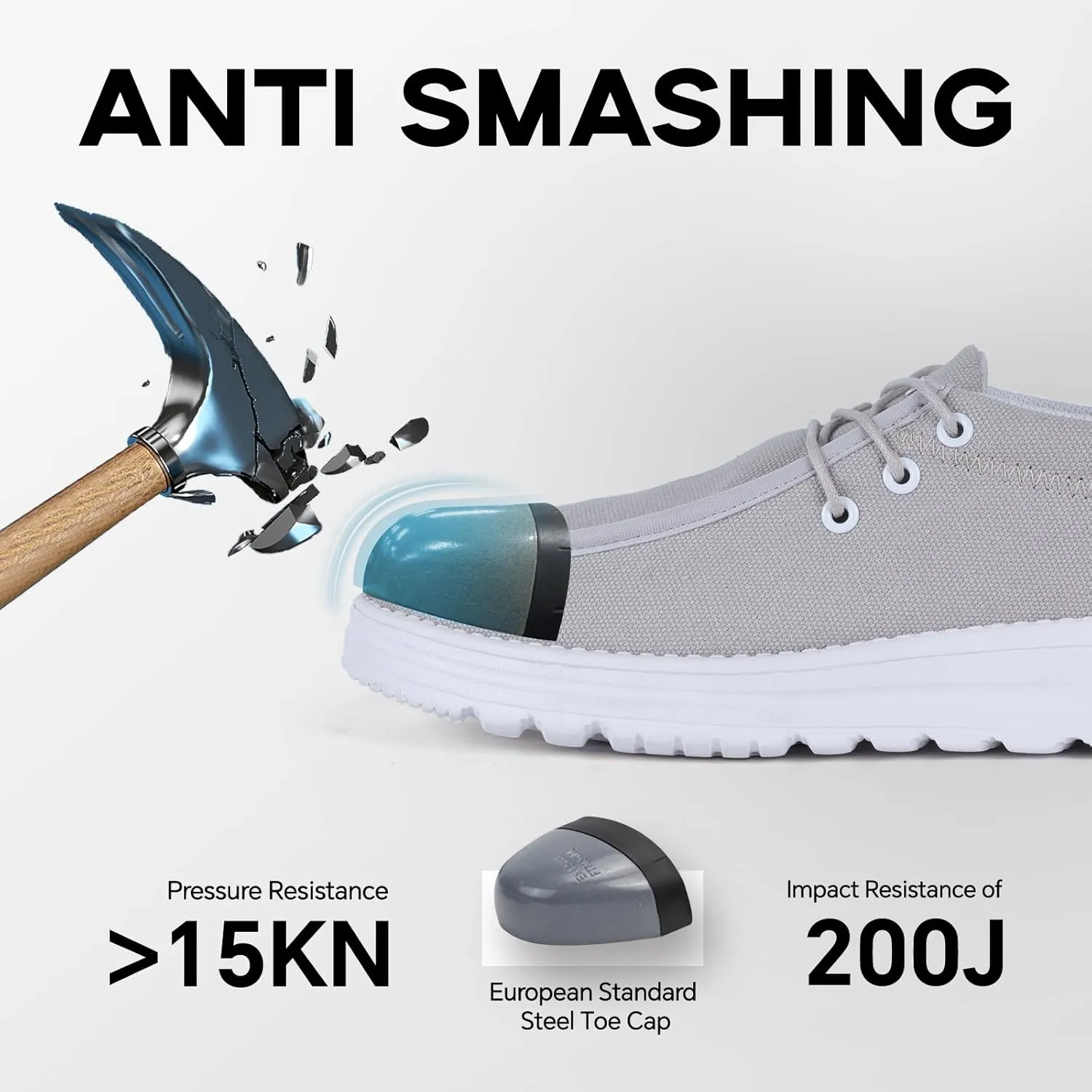 Furuian Steel Toe Shoes for Men Low-top Safety Work Shoes for Men Lightweight Steel Toe Sneakers Comfortable Canvas Work Loafers Zapatos De Trabajo para Hombres