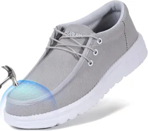 Furuian Steel Toe Shoes for Men Low-top Safety Work Shoes for Men Lightweight Steel Toe Sneakers Comfortable Canvas Work Loafers Zapatos De Trabajo para Hombres
