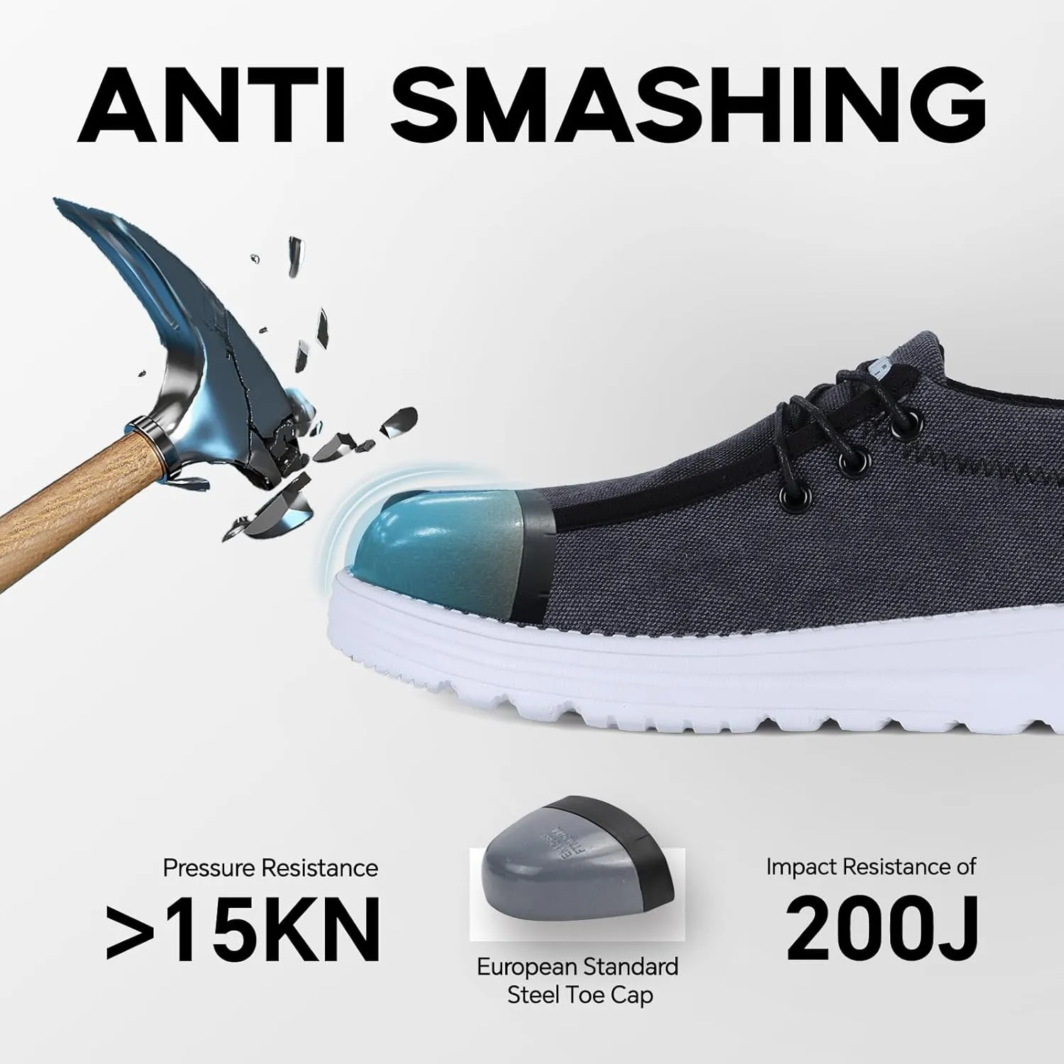 Furuian Steel Toe Shoes for Men Low-top Safety Work Shoes for Men Lightweight Steel Toe Sneakers Comfortable Canvas Work Loafers Zapatos De Trabajo para Hombres