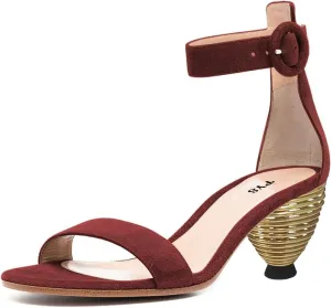 FYS Women Almond Toe Ankle Strap Heeled Sandals Chic Gold Mental Spring High Heel Dress Summer Party Prom Shoes Size 4-15 US