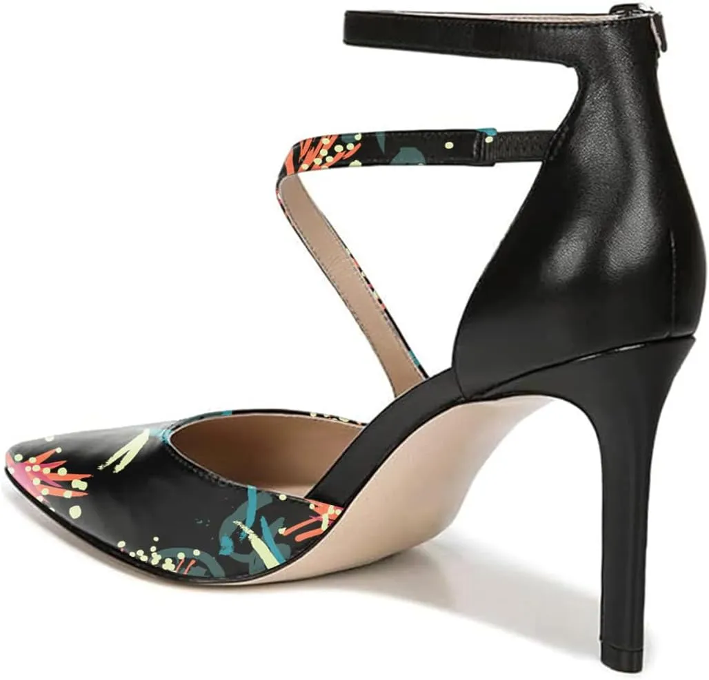 FYS Women Sexy Cross Strap Stiletto High Heel Ankle Strap Pumps Pointed Toe Sandals Dress Shoes for Ladies Bridal Dance Evening Prom Shoes Size 4-15 US