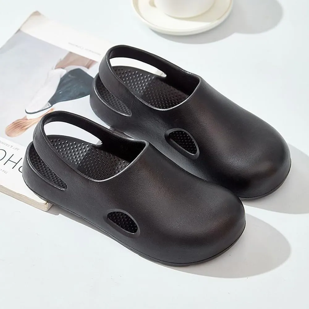 Garden Clogs for Women, Arch Support Work Shoes Comfort Non-slip Waterproof Mules Nurse Sandals, Fixed Heel Strap Outdoor Beach Slippers Girls Ladies Classic Closed Toe Slides
