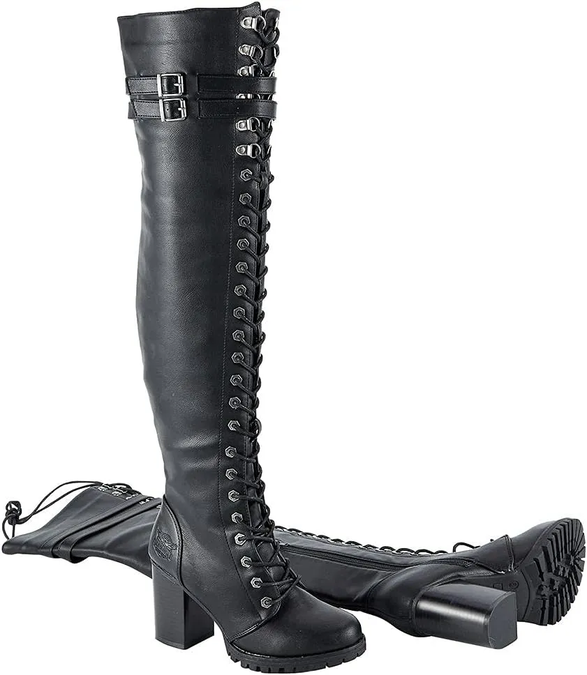 GARGOYLE BELLS Women's Over The Knee Boots Ladies Lace Up Tall Boots with Zip Buckle Soft Thigh High Boots For Women