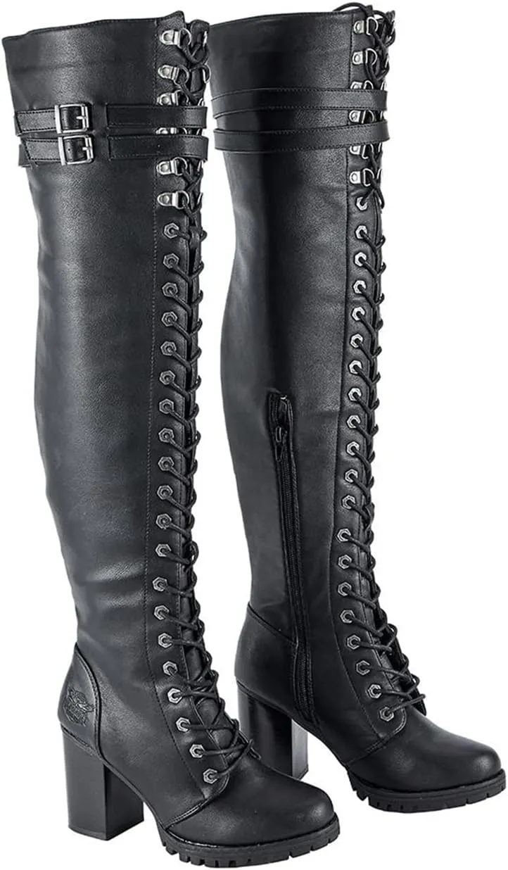 GARGOYLE BELLS Women's Over The Knee Boots Ladies Lace Up Tall Boots with Zip Buckle Soft Thigh High Boots For Women