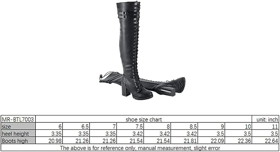 GARGOYLE BELLS Women's Over The Knee Boots Ladies Lace Up Tall Boots with Zip Buckle Soft Thigh High Boots For Women
