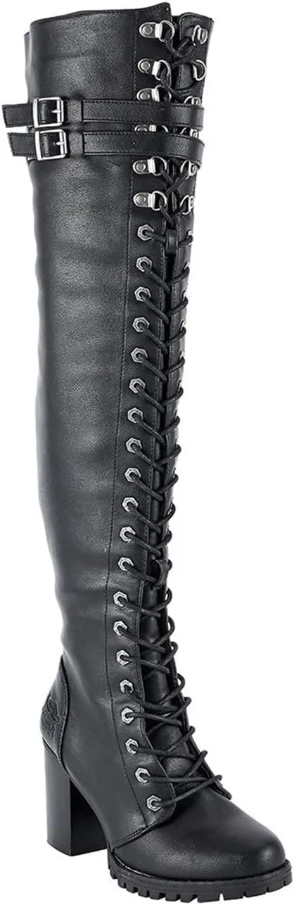 GARGOYLE BELLS Women's Over The Knee Boots Ladies Lace Up Tall Boots with Zip Buckle Soft Thigh High Boots For Women