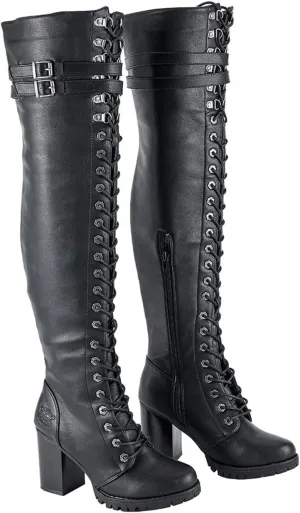 GARGOYLE BELLS Women's Over The Knee Boots Ladies Lace Up Tall Boots with Zip Buckle Soft Thigh High Boots For Women