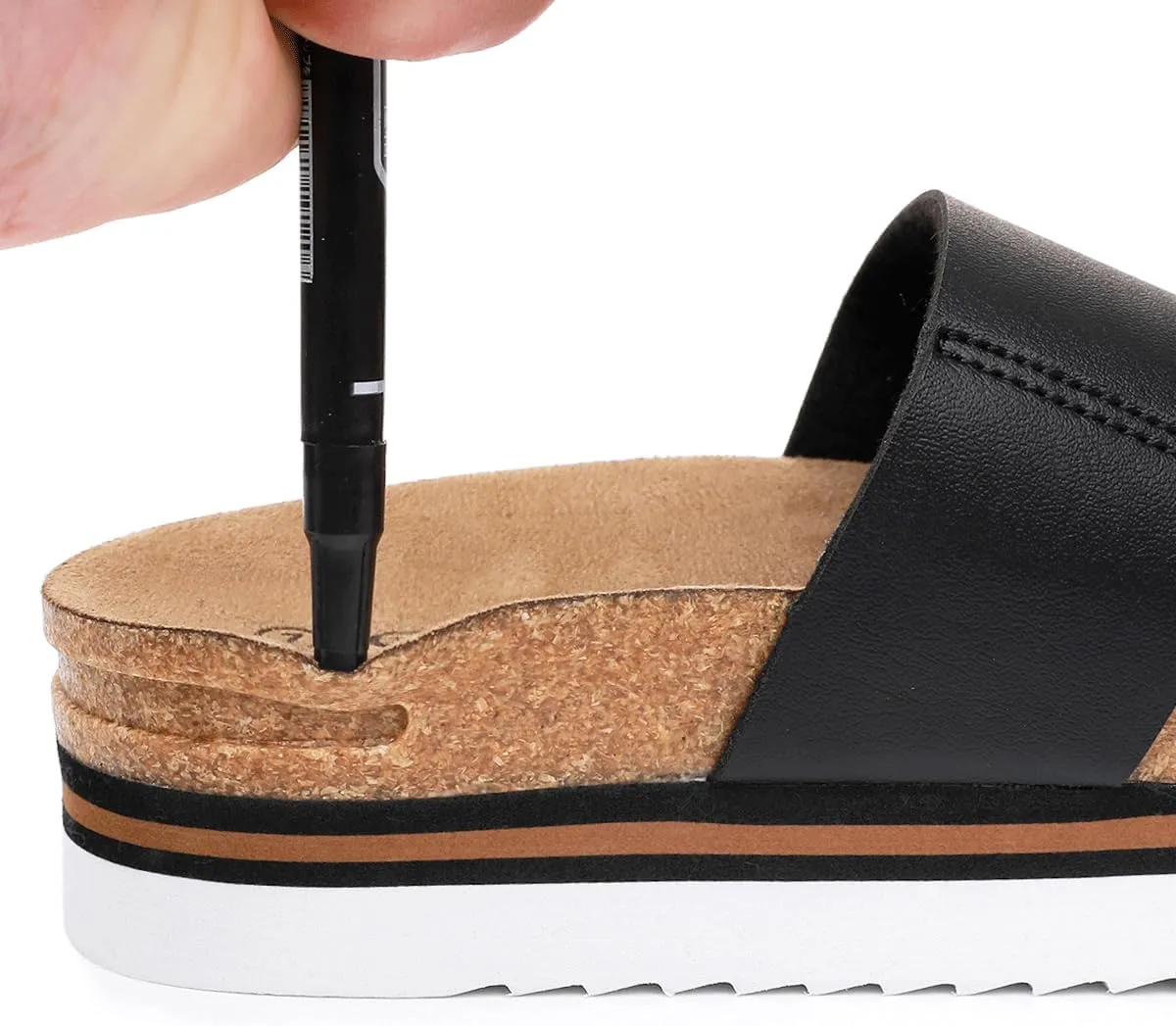GAWBAW Women's Summer Platform Sandals With Two Straps Comfortable Arch Support Beach Slide Sandals Cork Footbed Flatform Sandals For Women