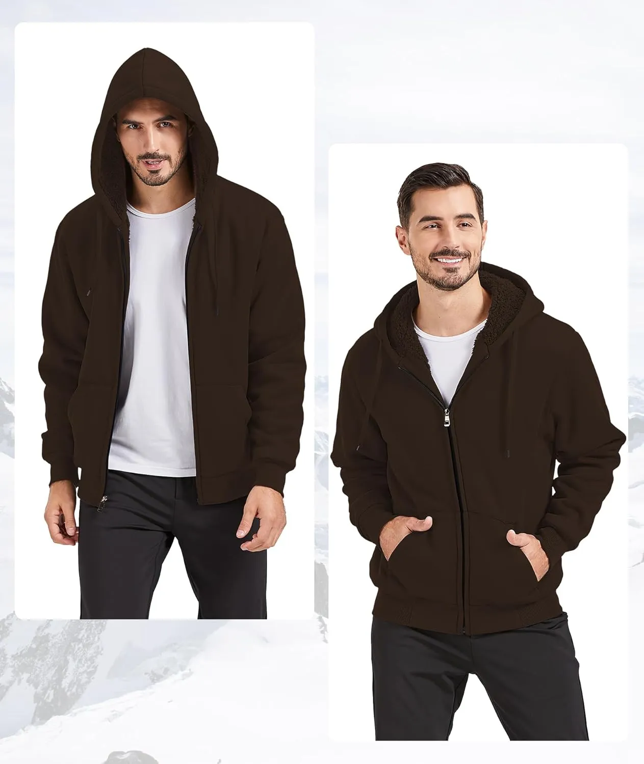 GEEK LIGHTING Hoodies for Men Heavyweight Fleece Sweatshirt - Full Zip Up Thick Sherpa Lined