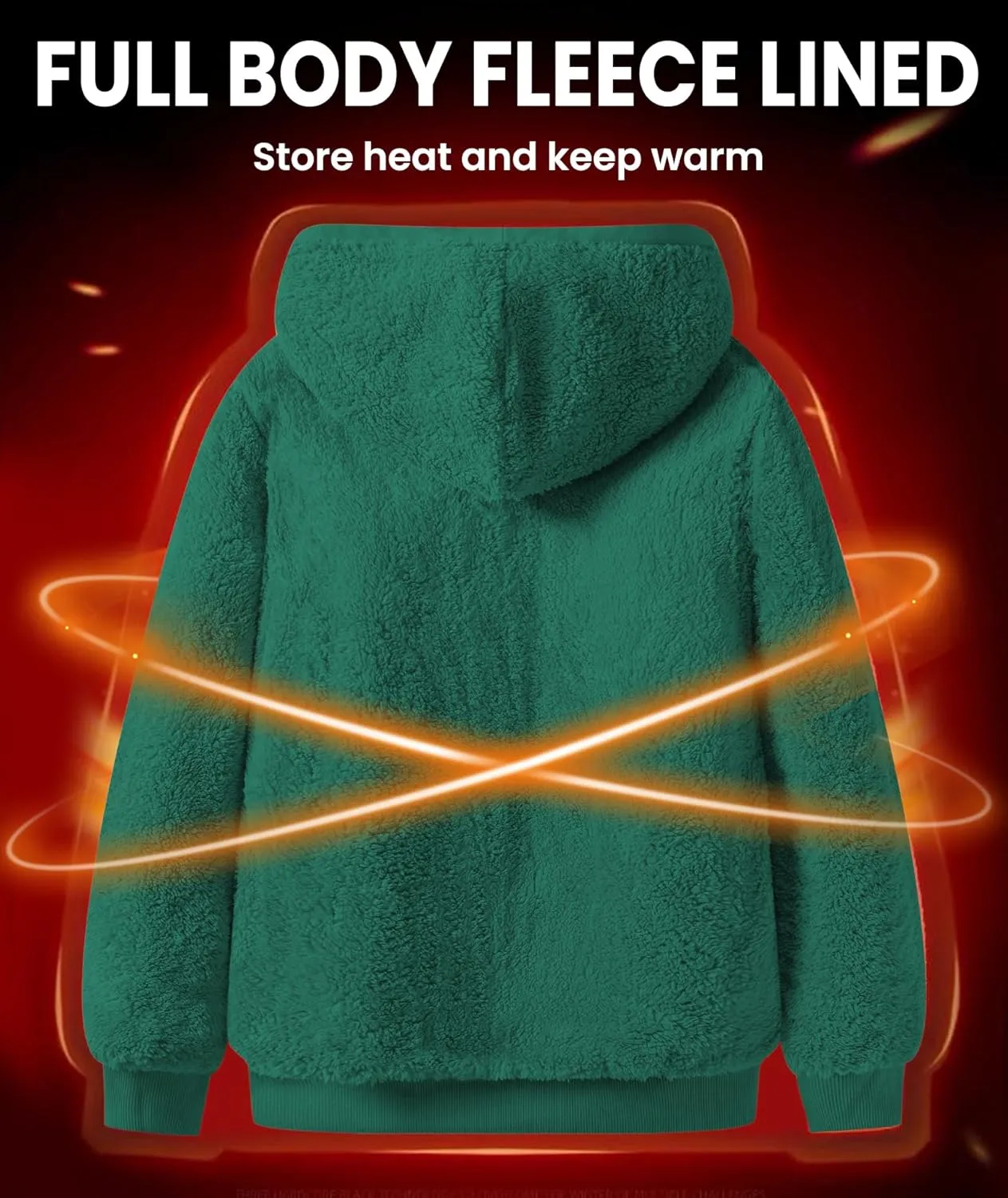 GEEK LIGHTING Hoodies for Men Heavyweight Fleece Sweatshirt - Full Zip Up Thick Sherpa Lined