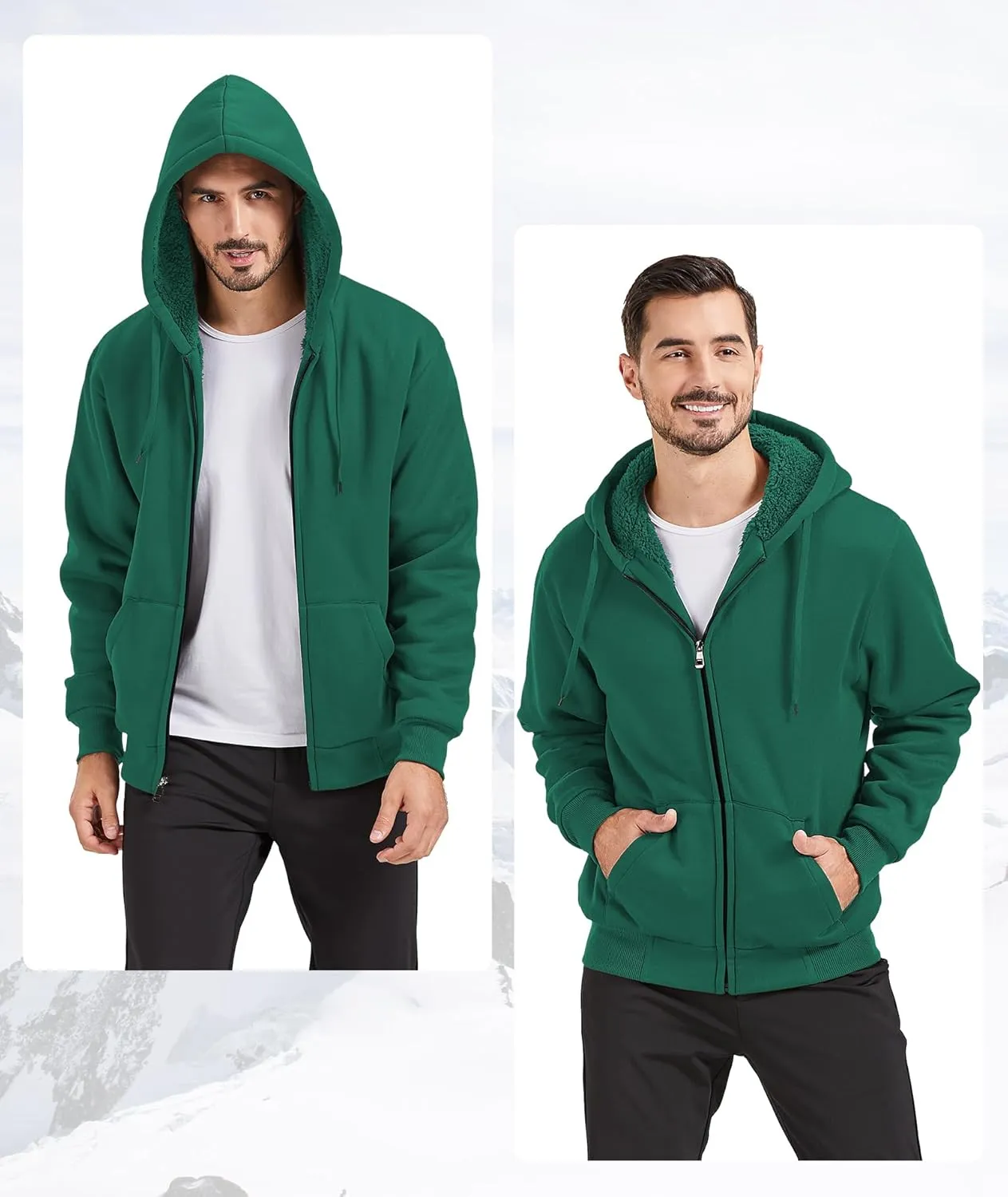 GEEK LIGHTING Hoodies for Men Heavyweight Fleece Sweatshirt - Full Zip Up Thick Sherpa Lined