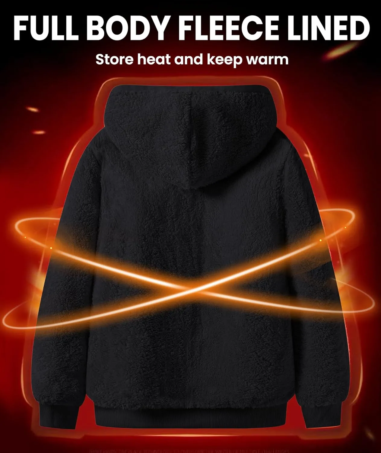 GEEK LIGHTING Hoodies for Men Heavyweight Fleece Sweatshirt - Full Zip Up Thick Sherpa Lined