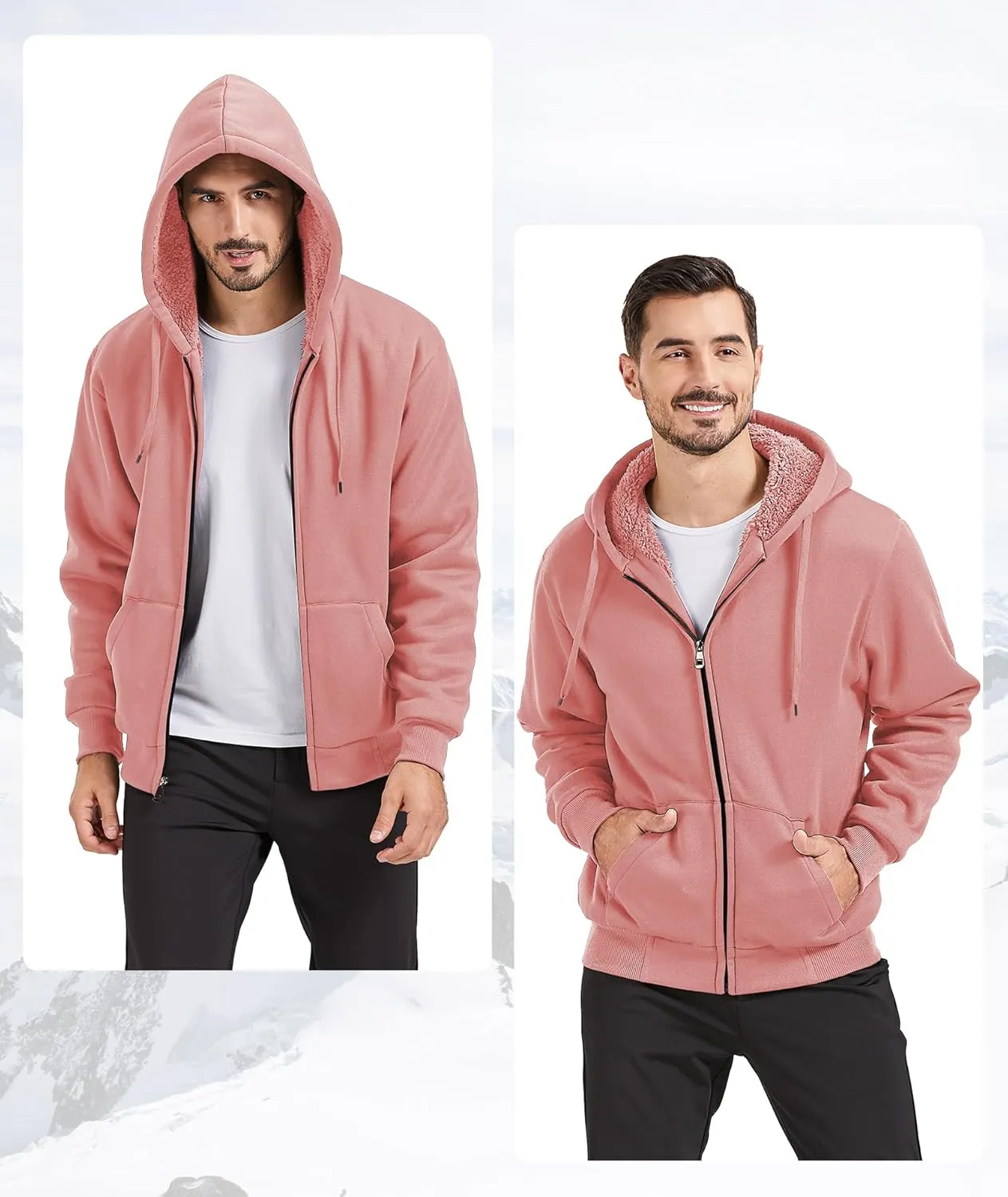GEEK LIGHTING Hoodies for Men Heavyweight Fleece Sweatshirt - Full Zip Up Thick Sherpa Lined