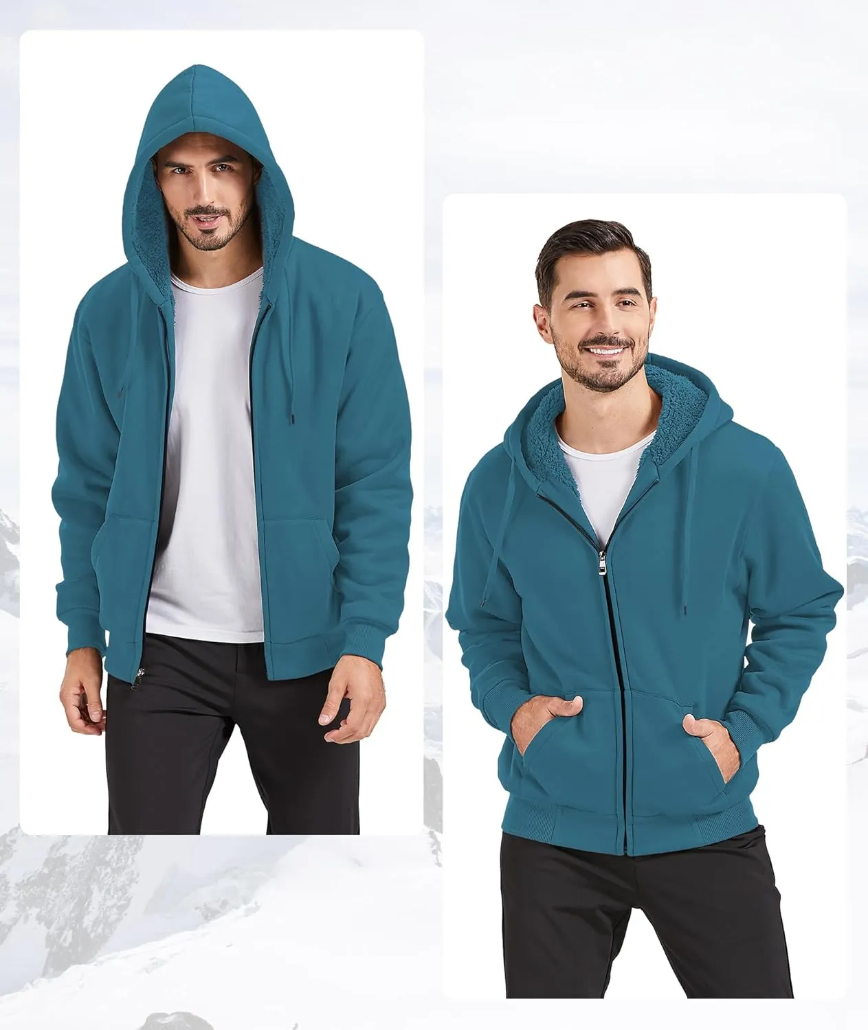 GEEK LIGHTING Hoodies for Men Heavyweight Fleece Sweatshirt - Full Zip Up Thick Sherpa Lined