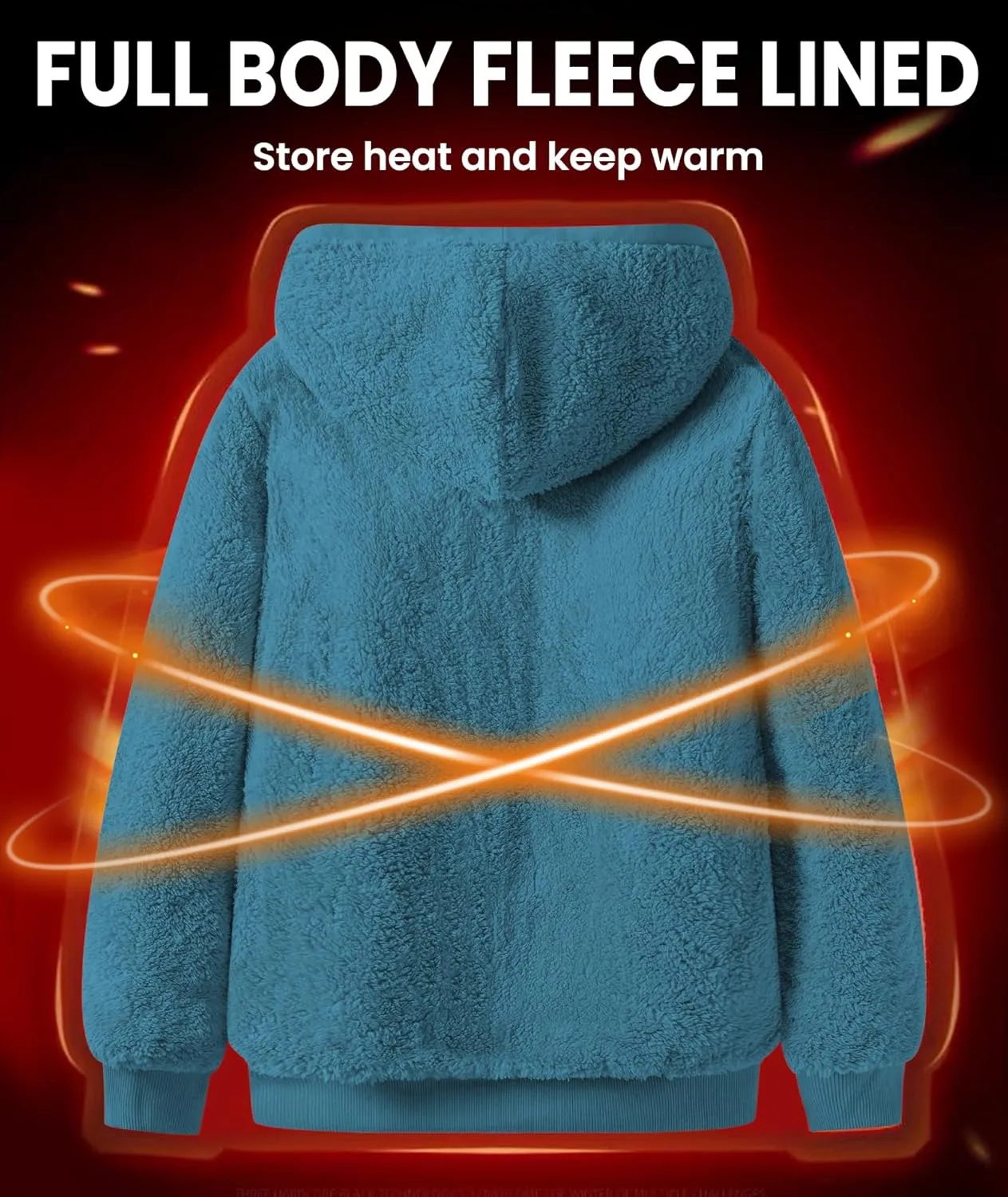 GEEK LIGHTING Hoodies for Men Heavyweight Fleece Sweatshirt - Full Zip Up Thick Sherpa Lined