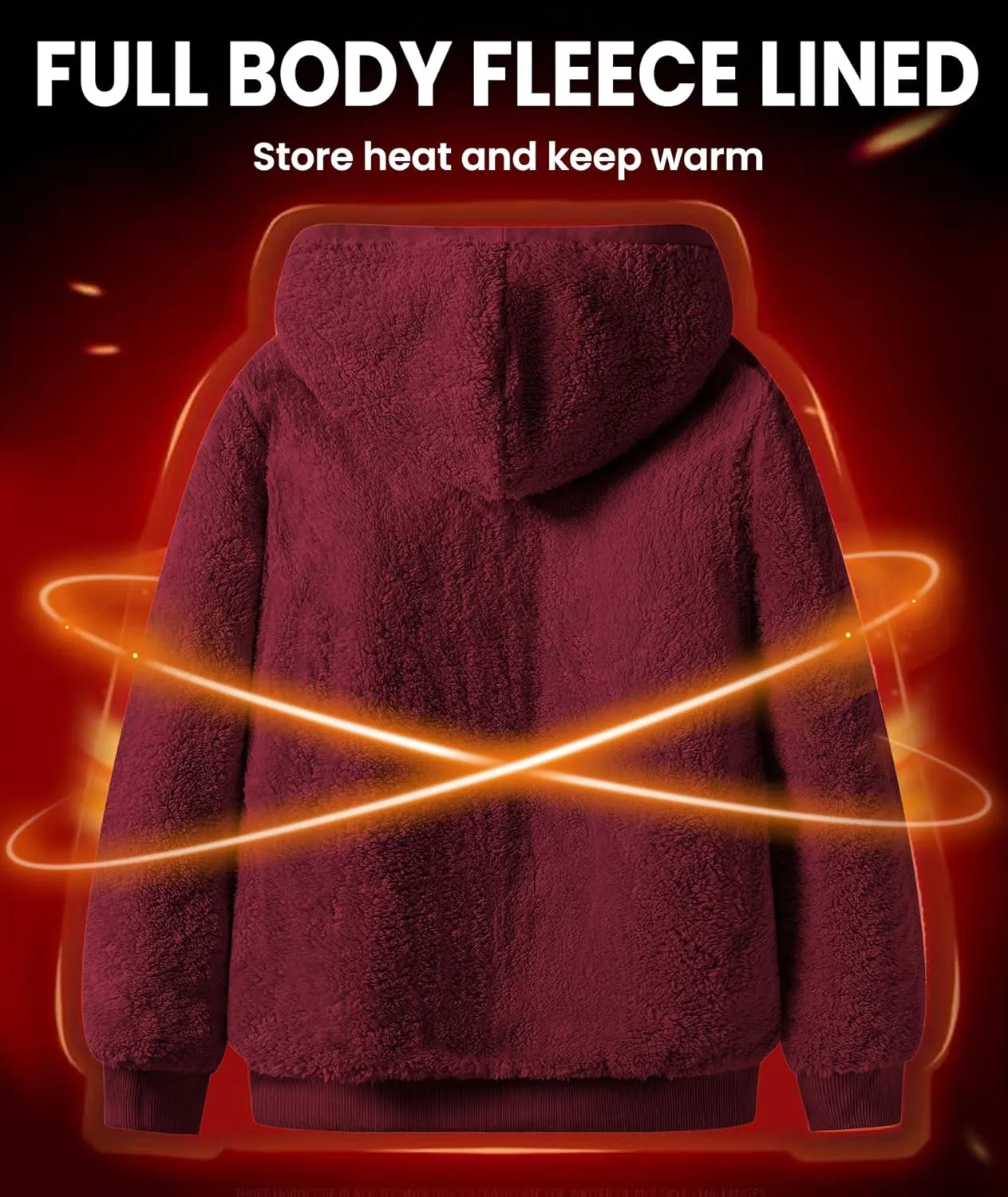 GEEK LIGHTING Hoodies for Men Heavyweight Fleece Sweatshirt - Full Zip Up Thick Sherpa Lined