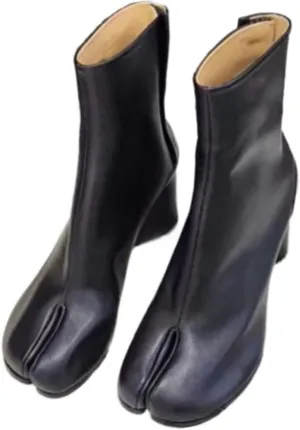 Geerta Tabi Boots Women Ankle Boots Low Heel Block Heels Booties - Low Top Split Toe Shoes Zip Cute Casual Retro Comfortable Walking Lightweight Female Solid All-Match for Daily Wear Beach Travel