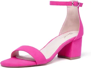 GENSHUO Women Open Toe Ankle Strap Block Chunky Low Heels Sandals for Party Prom Homecoming Dress Shoes