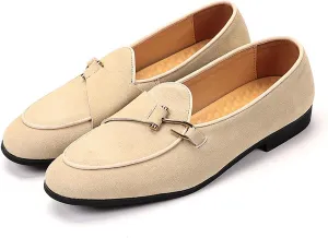 Genuine Leather Loafers for Men Suede Monk Strap Slip-On Casual Shoes