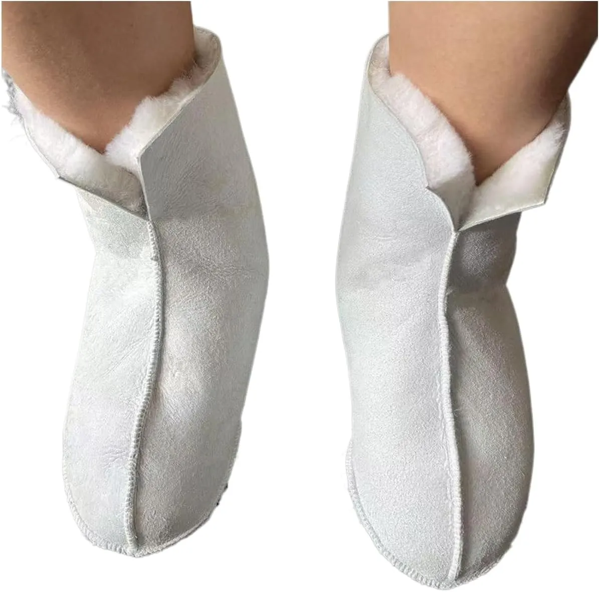 Genuine Sheepskin Women Slippers, 100% Shearling Soft Bottom Socks for Women Indoor Warm Fuzzy Wool Slippers
