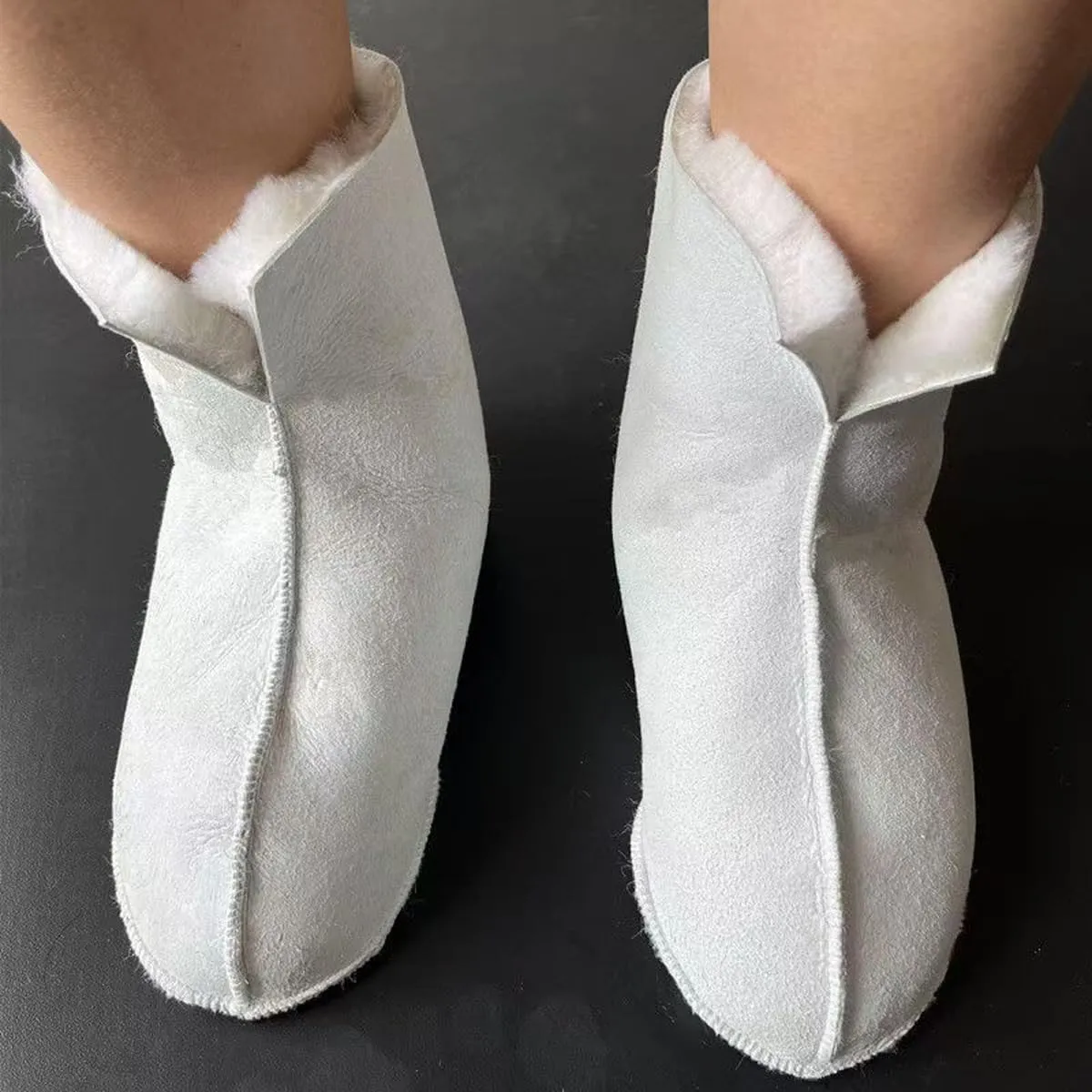 Genuine Sheepskin Women Slippers, 100% Shearling Soft Bottom Socks for Women Indoor Warm Fuzzy Wool Slippers