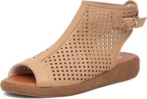 getmorebeauty Women's Platform Sandals Sling Wedge Sandals Hollow-Out Low Heel Open Toe Ankle Boots Cutout Shoes Slingback Sandals