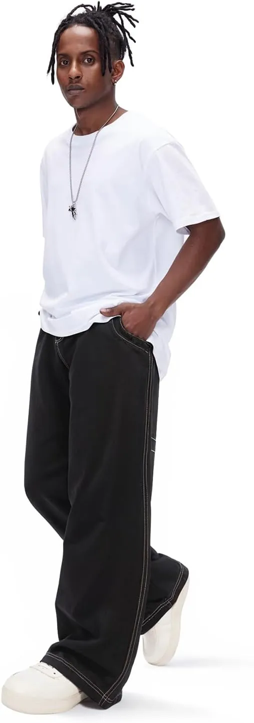 GINGTTO Mens Baggy Jeans Y2k Streetwear Denim Pants Wide Leg 32 Inch Inseam