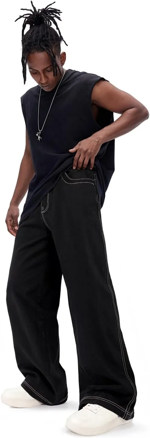 GINGTTO Mens Baggy Jeans Y2k Streetwear Denim Pants Wide Leg 32 Inch Inseam