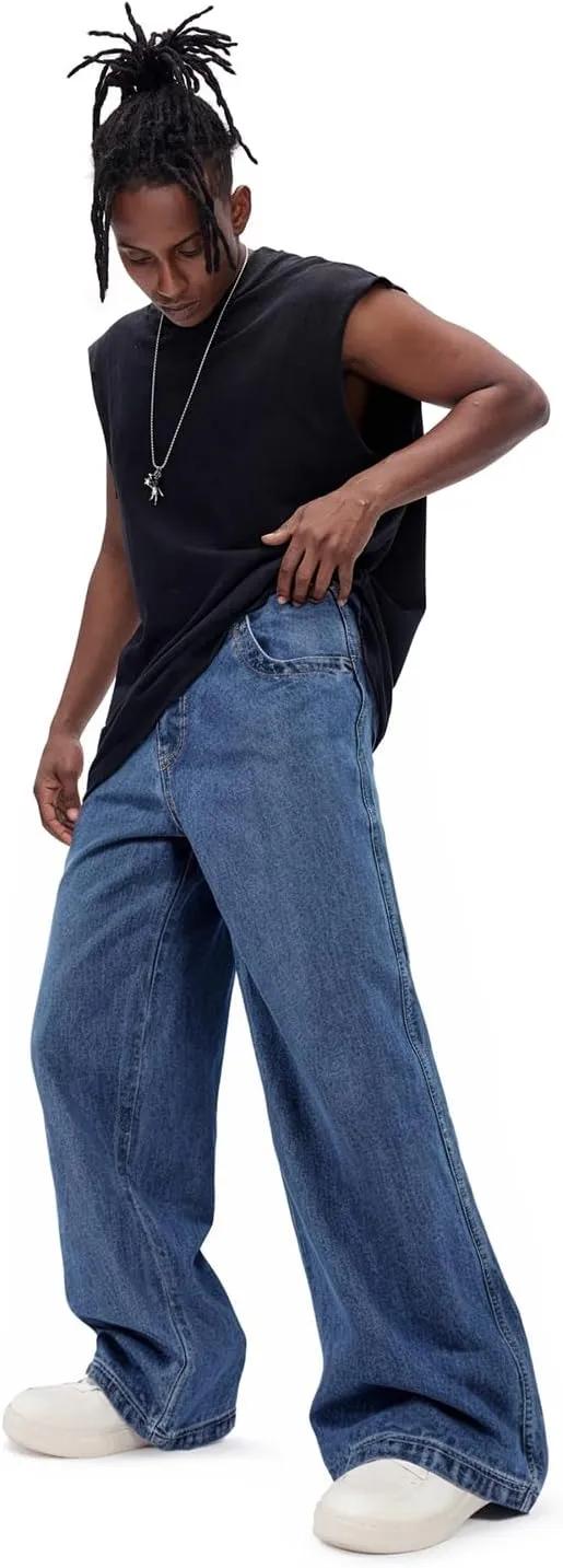 GINGTTO Mens Baggy Jeans Y2k Streetwear Denim Pants Wide Leg 32 Inch Inseam