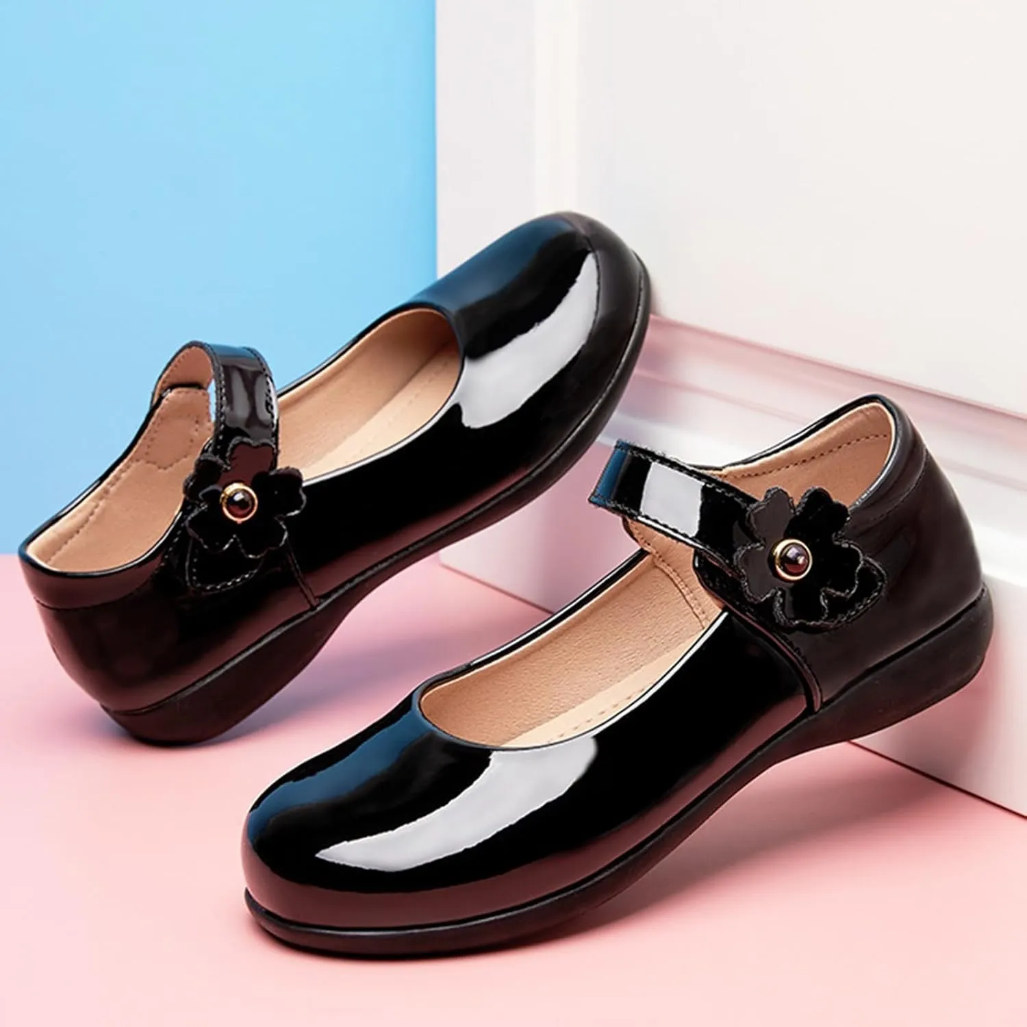 Girls Dress Shoes Mary Jane Double Straps High Heel Wedding Party for Little/Big Kids Sneakers for Girls Size 1 Sneakers