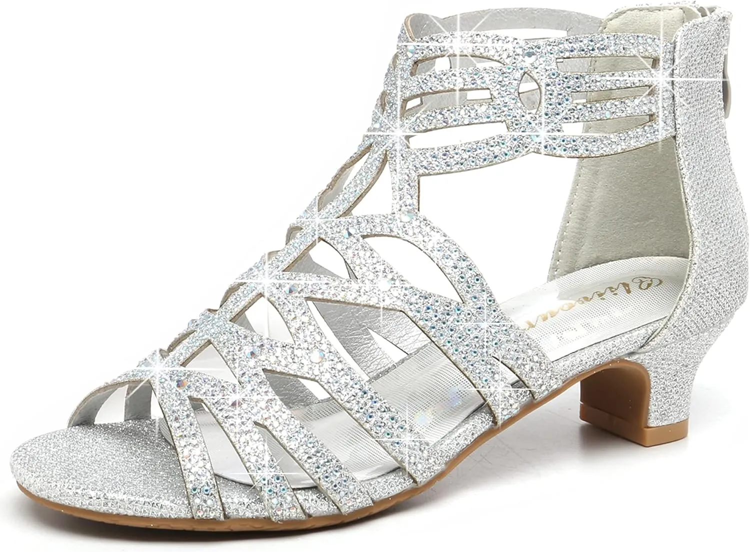 Girls High Heels Dress Pump Sandals Glitter Wedding Flower Party Princess Shoes for Kids Toddler